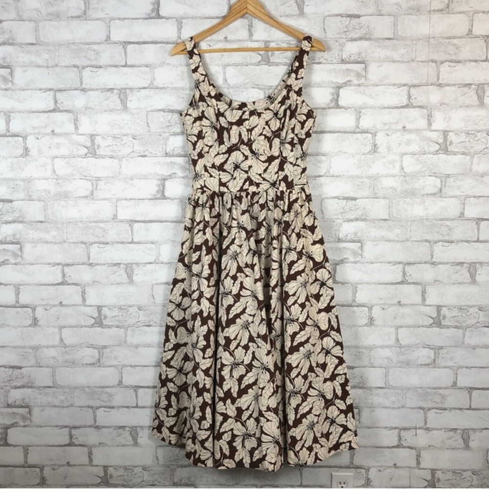 J. Crew Brown and Cream Sleeveless Sundress